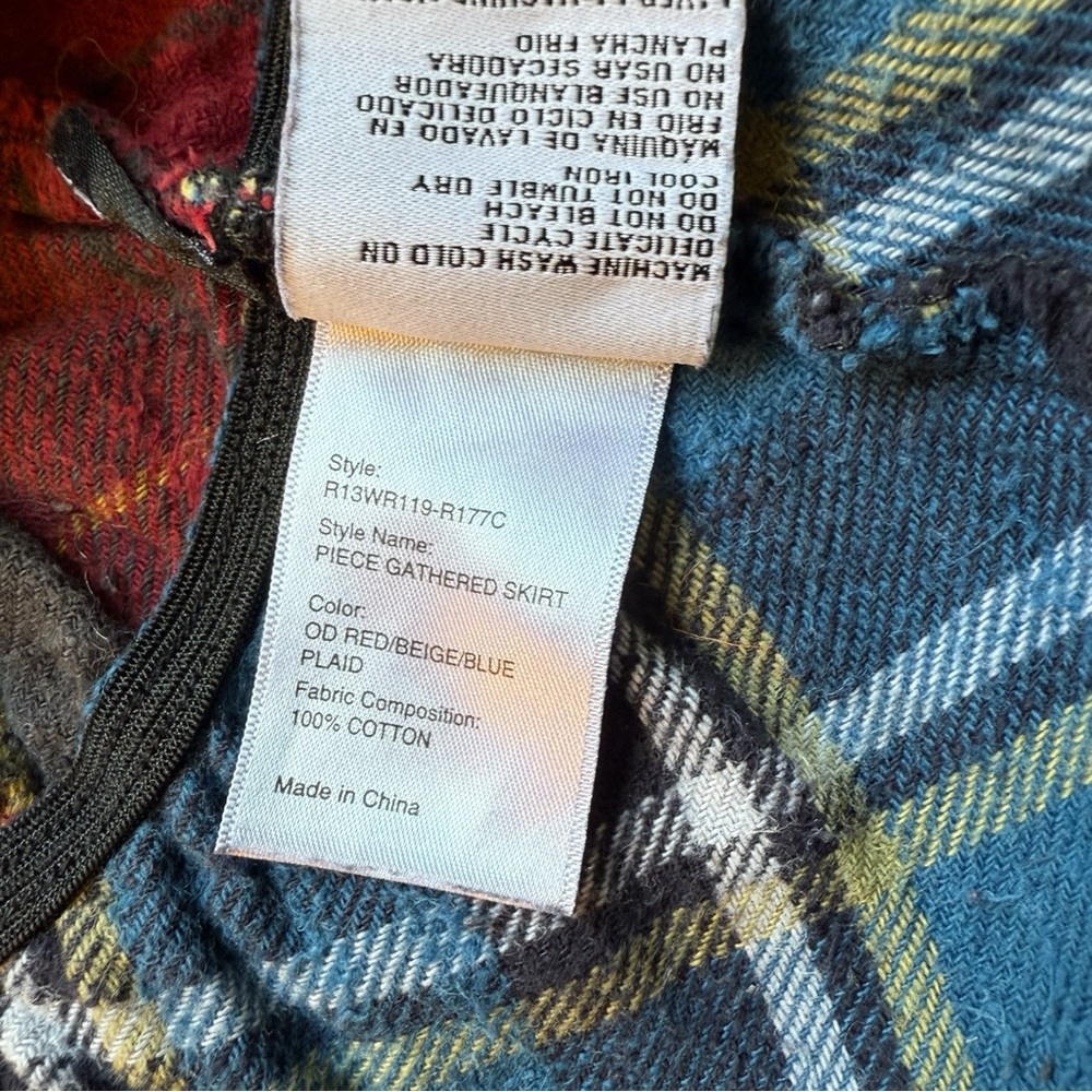 R13 Pieced Gathered Skirt in Red, Beige, & Blue Plaid - Small - Picture 11 of 14